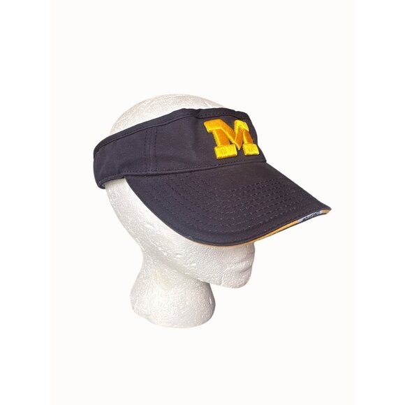 University Of Michigan Wolverines Visor Cap Navy Blue Yellow Collegiate Licensed - Picture 1 of 10